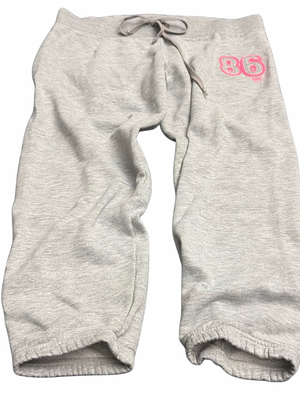 Y2K Victoria’s Secret Pink Gray Sweatpants with Pink '86' Accent Hot Pink M